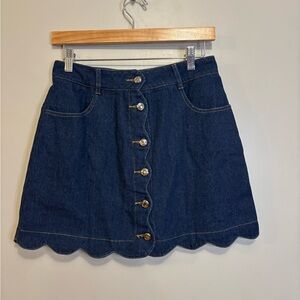 Cupshe Blue Denim Scallop Hem Skirt